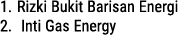 1. Rizki Bukit Barisan Energi 2. Inti Gas Energy