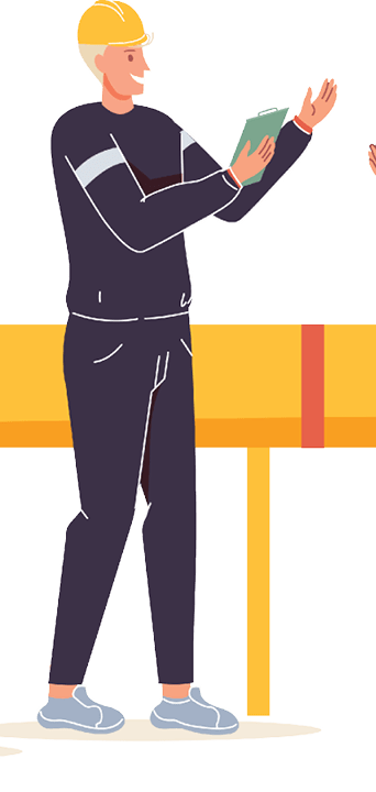 Vector cartoon flat industrial worker characters at gas,petroleum production work.Engineer workers building new pipeline-oil and gas exploration,extraction,refining,web online site banner ad concept