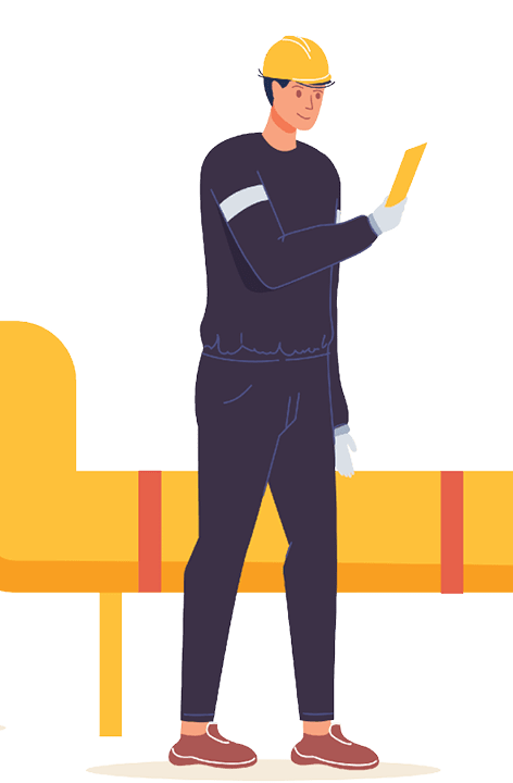 Vector cartoon flat industrial worker characters at gas,petroleum production work.Engineer workers building new pipeline-oil and gas exploration,extraction,refining,web online site banner ad concept